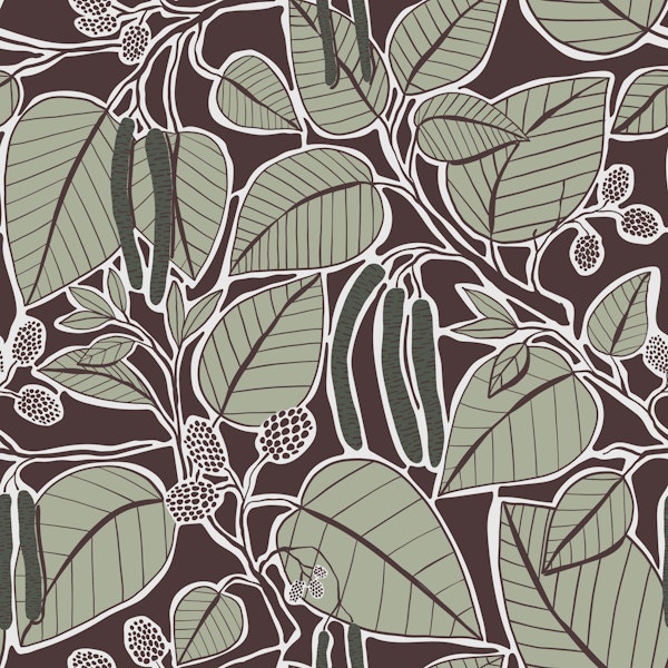 Rustic alder leaves sage green