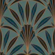 Art Deco palm leaves fan teal