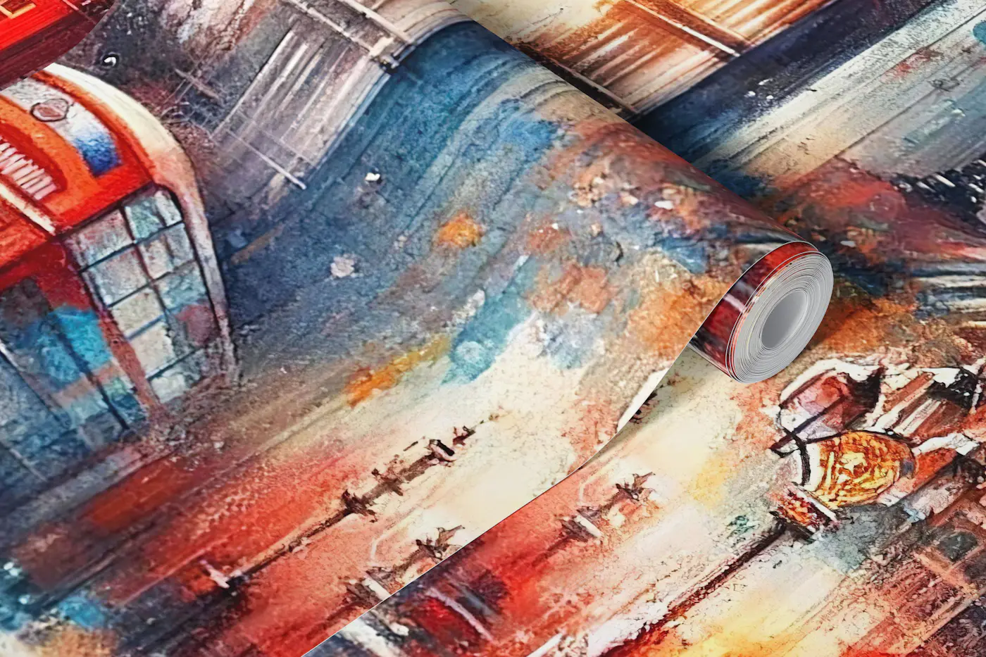 Watercolor London at Sunset wallpaper roll