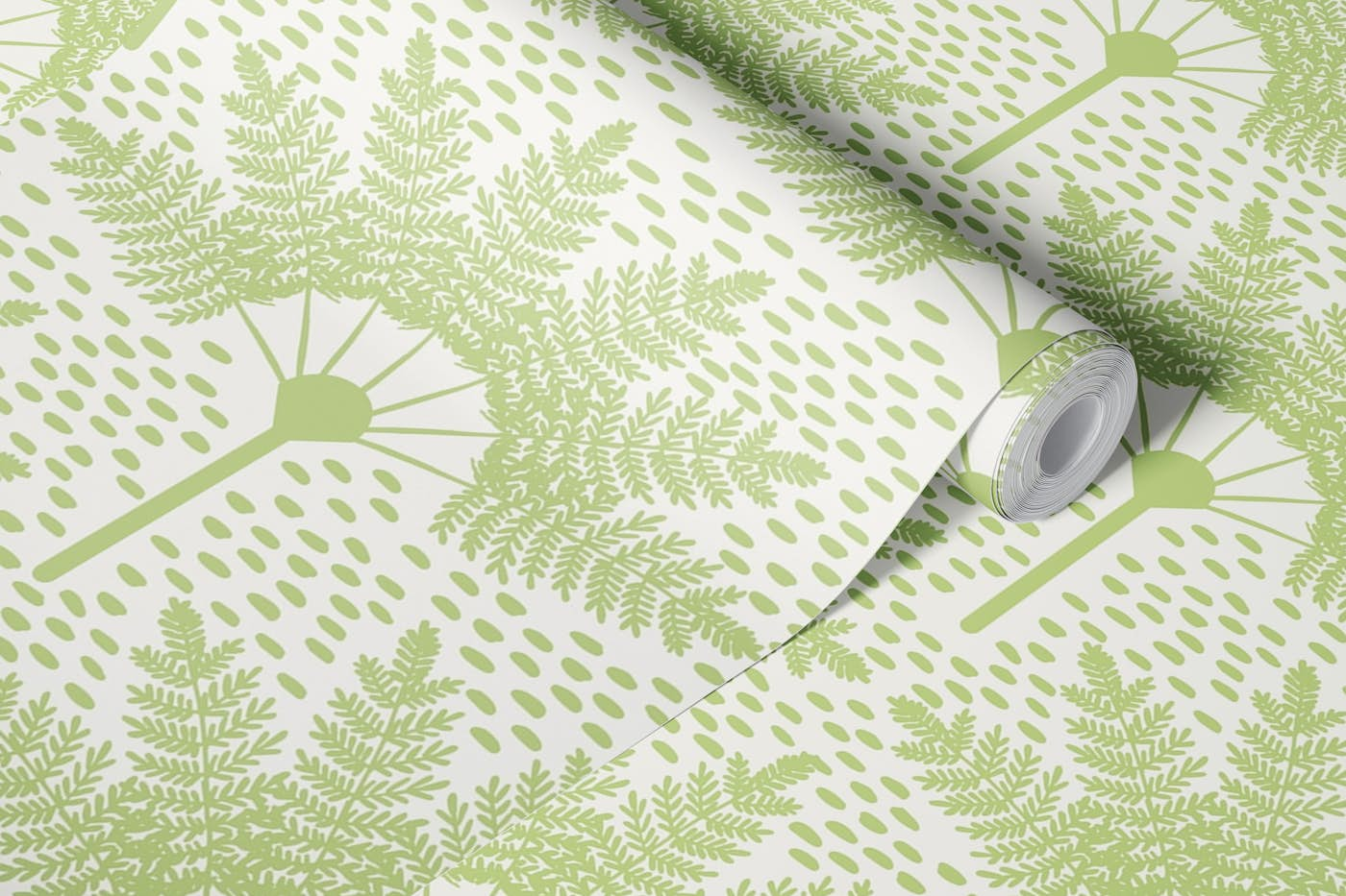 graphic pastel green palms pattern wallpaper roll