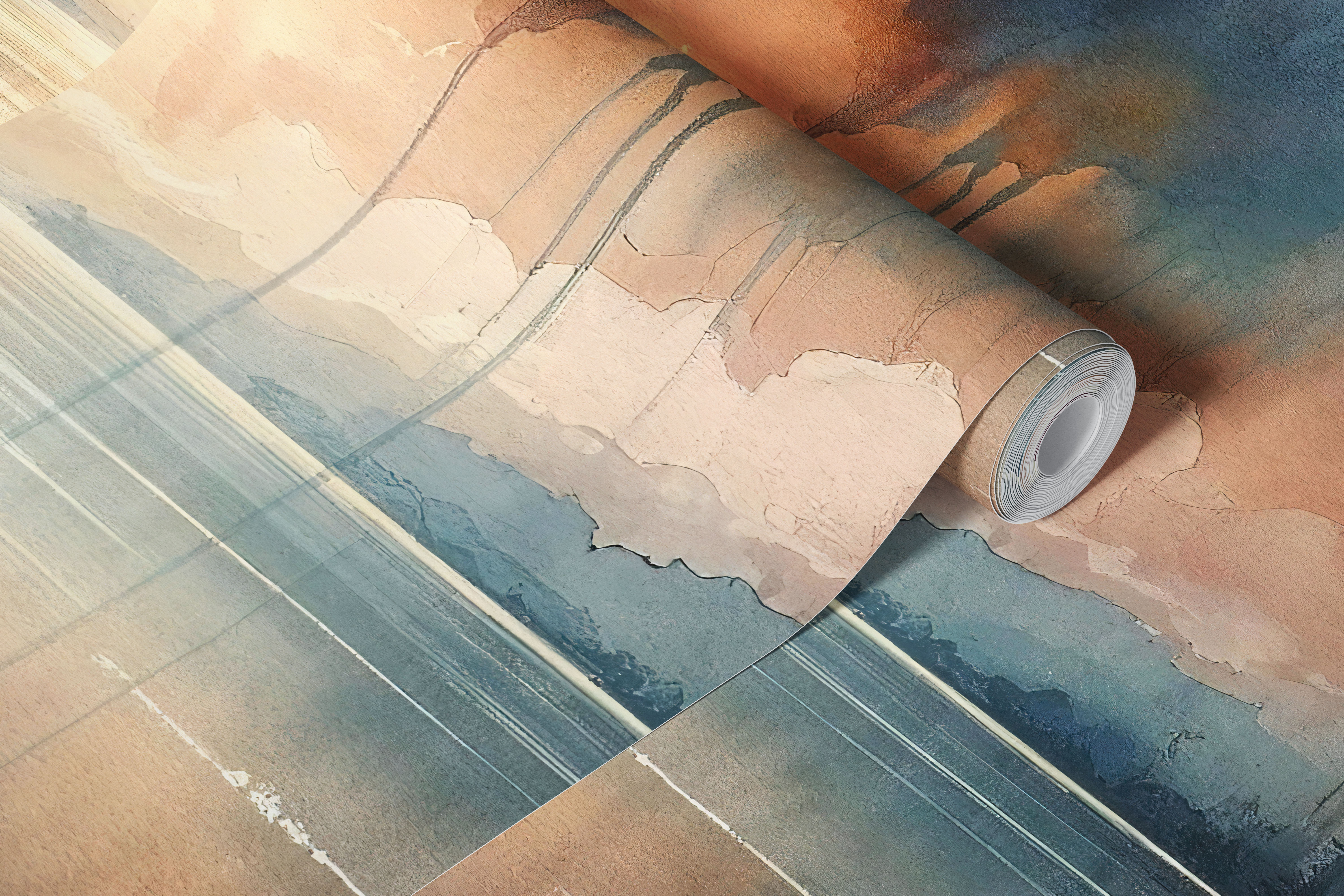 Watercolor Abstract Lake tapet i et rum