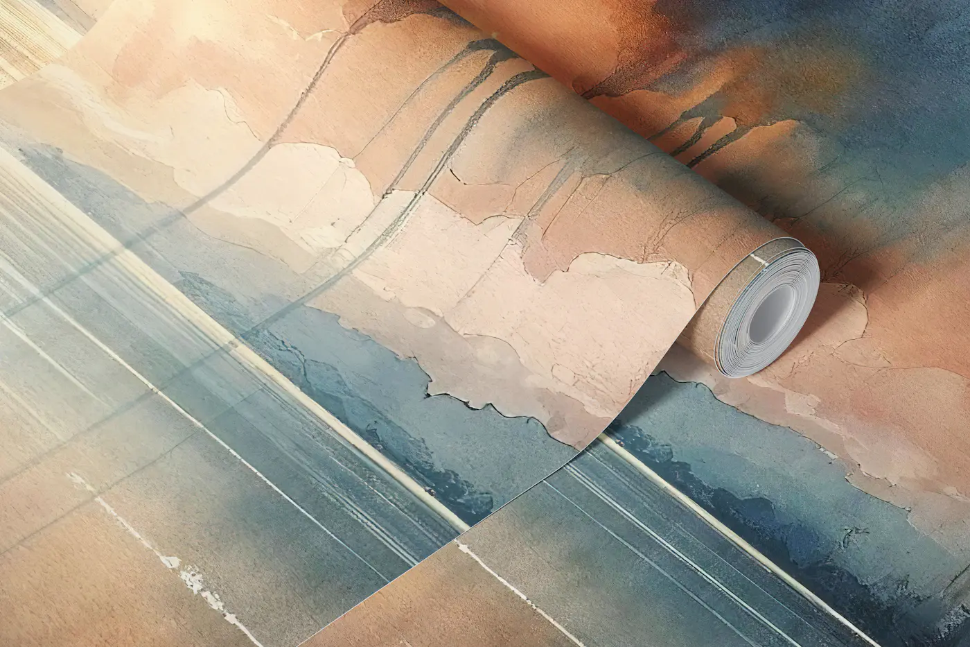 Watercolor Lake at Sunset wallpaper roll