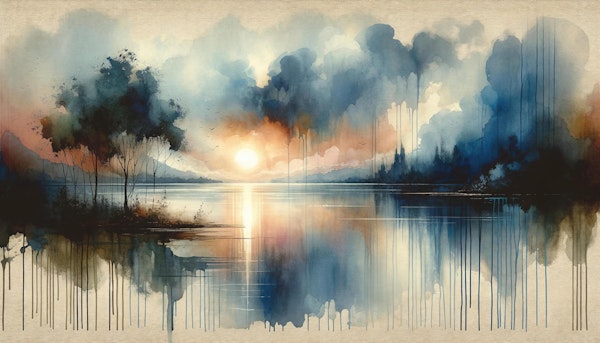 Watercolor Abstract Lake