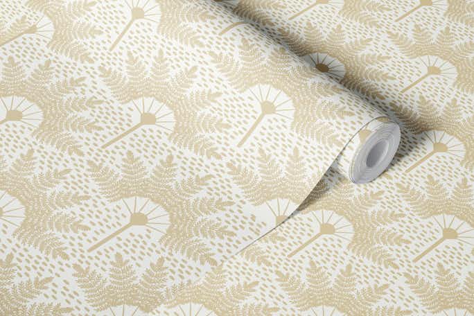 Modern palm pattern beige (small size)wallpaper roll