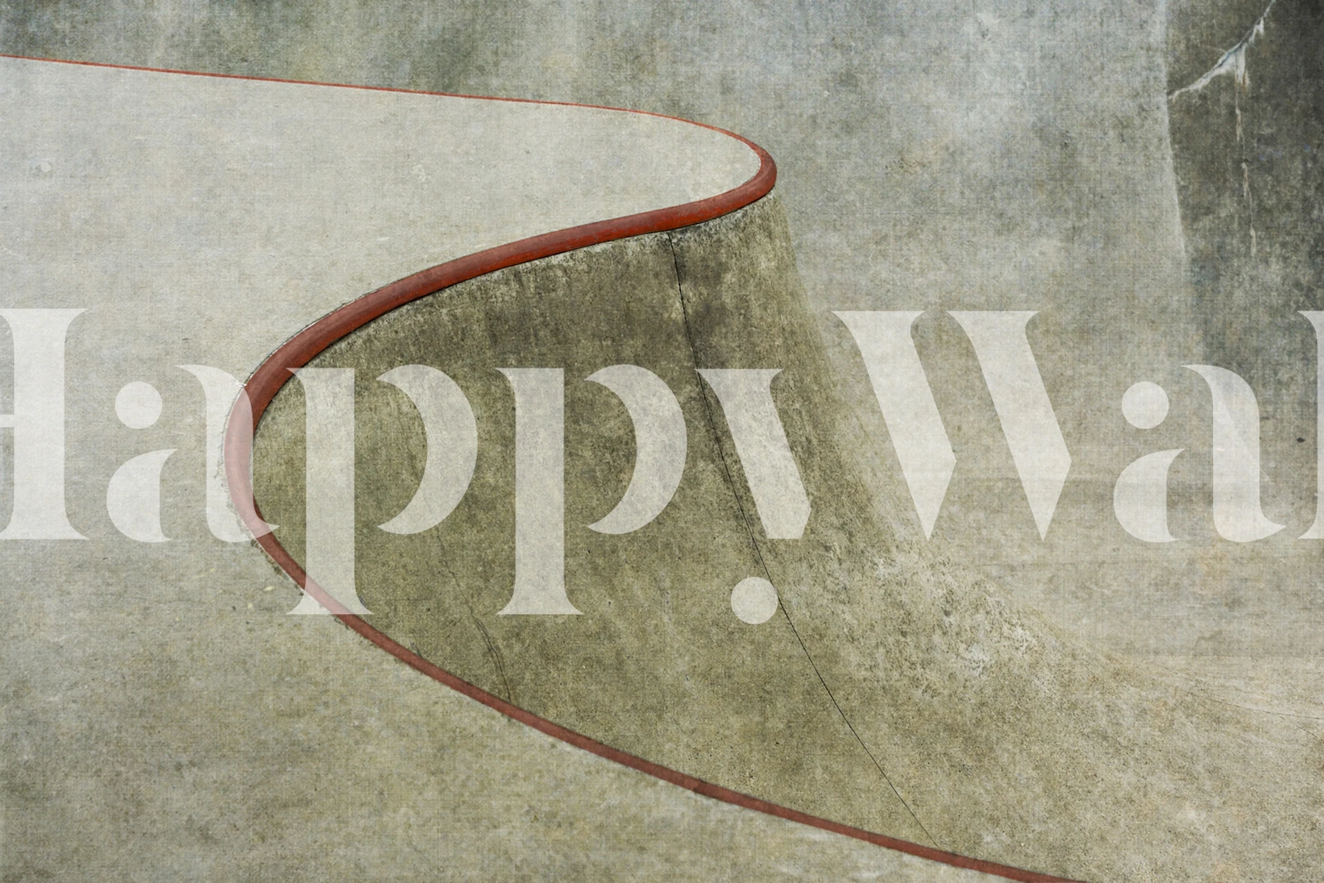 Curved grey concrete surface with red edge wallpaper