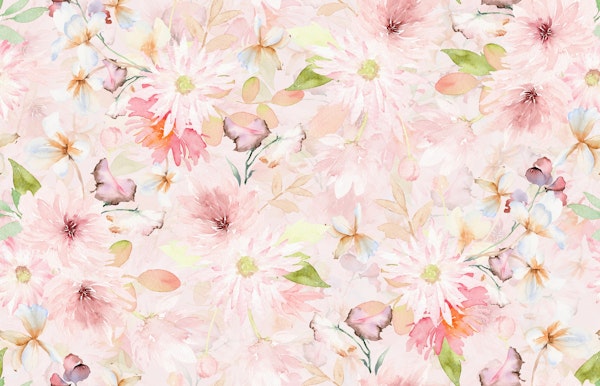 Blush Pink Flowers Meadow