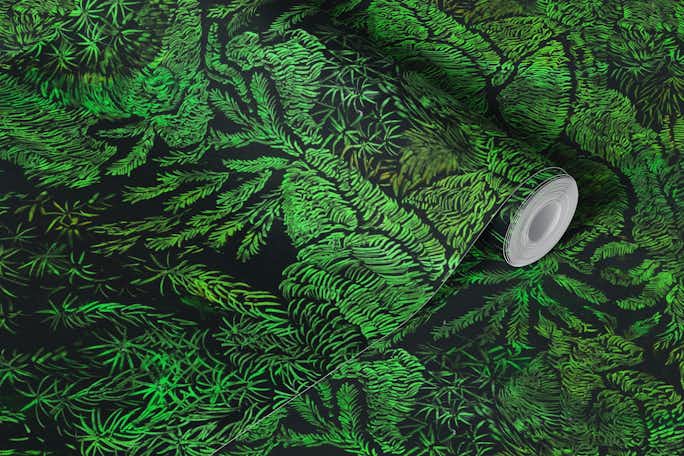 Moss green forest floorwallpaper roll