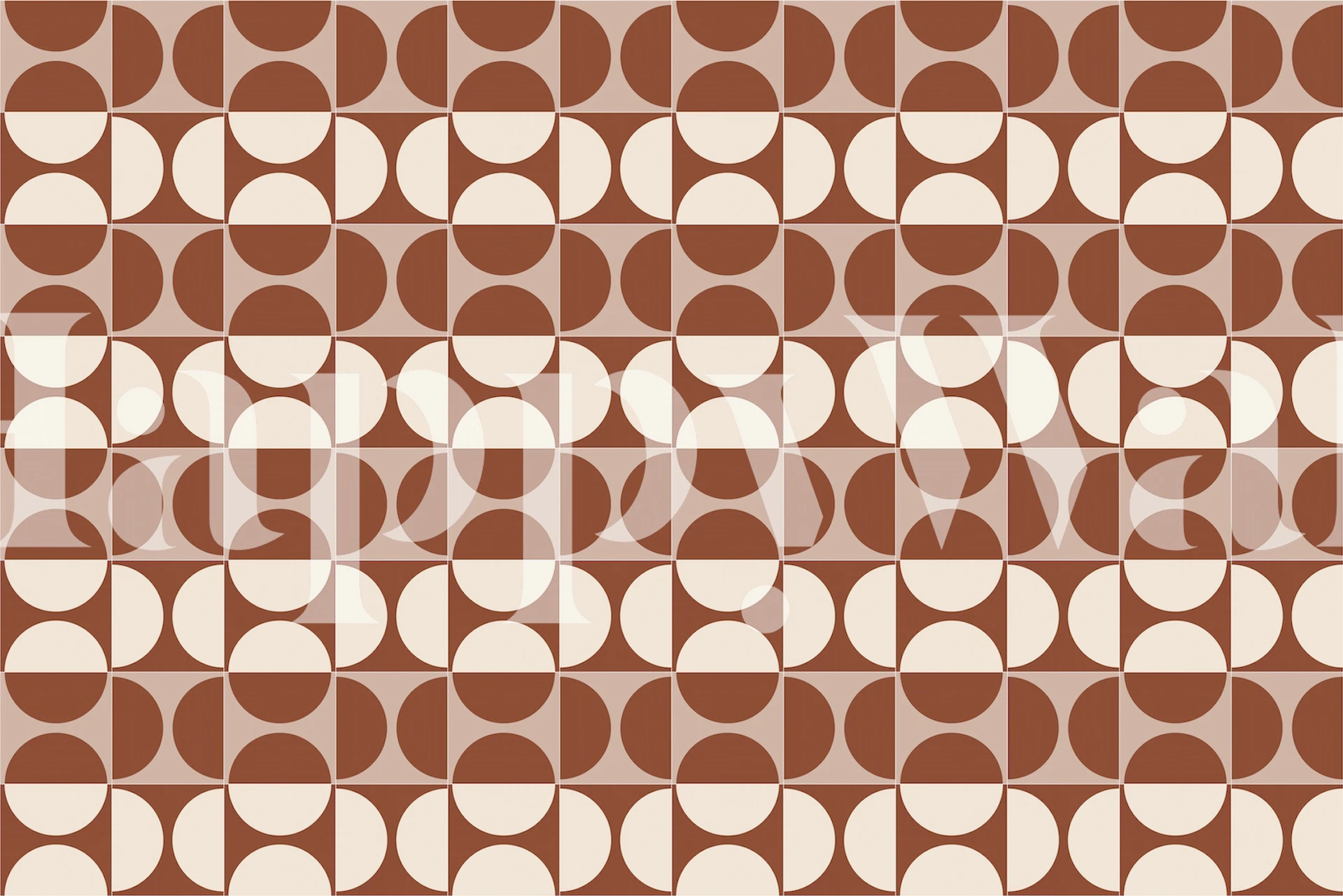 Cotto Tiles Cinnamon and Cream wallpaper in a room