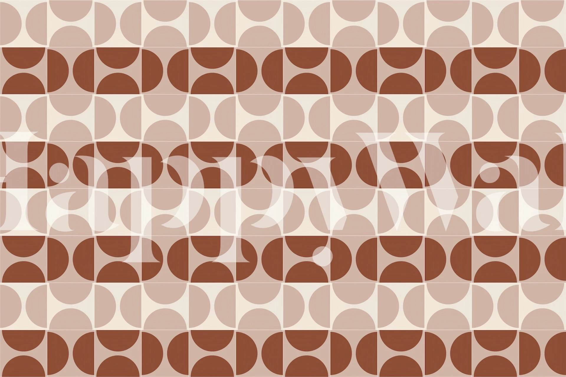 Geometric pattern in cinnamon and pale pink wallpaper