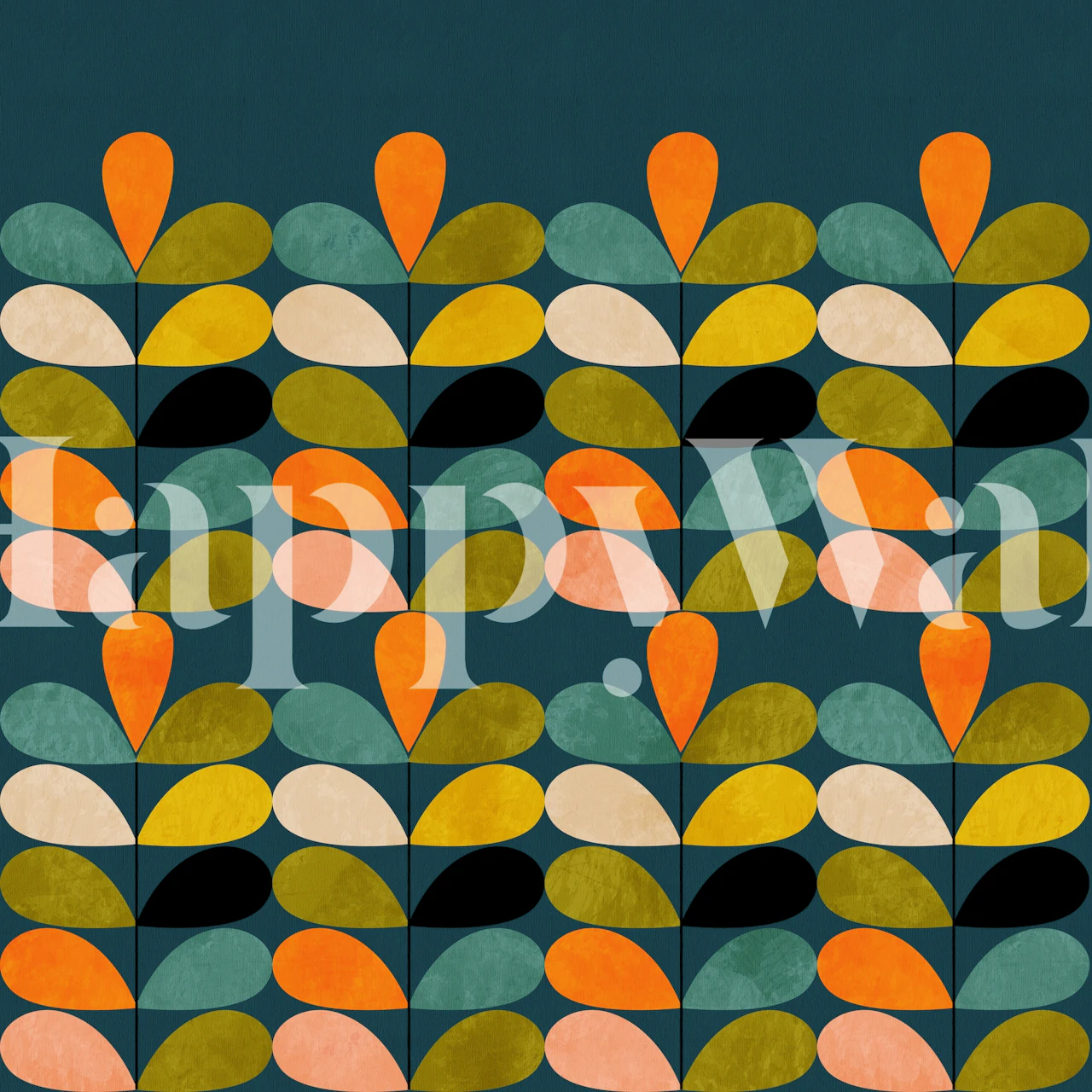 Farbige Blätter Muster auf teal Hintergrund Tapete