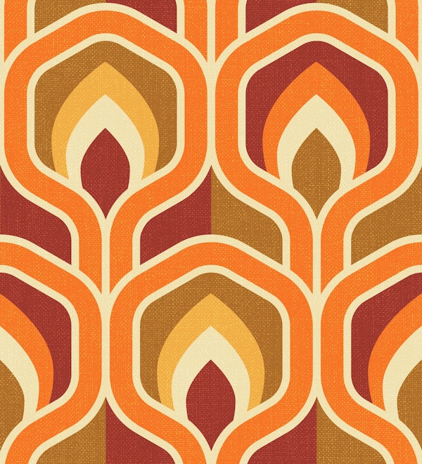 Seventies retro flame orange