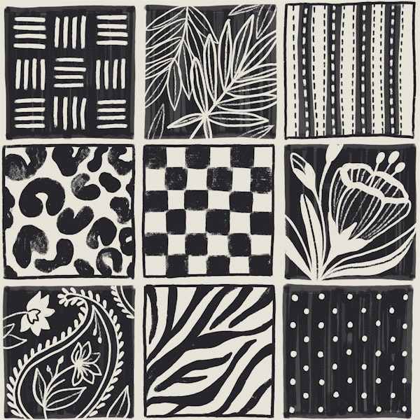 Hand painted pattern sketch black and white