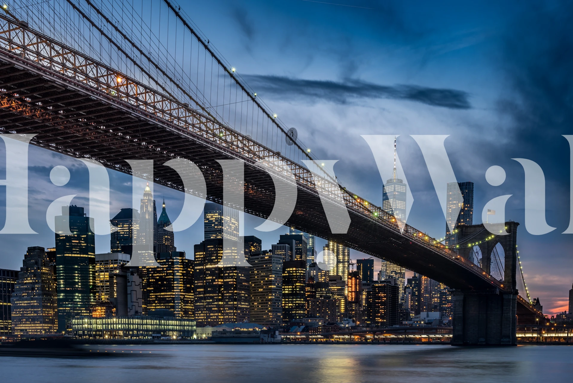 Brooklyn Bridge and Manhattan skyline at dusk wall mural