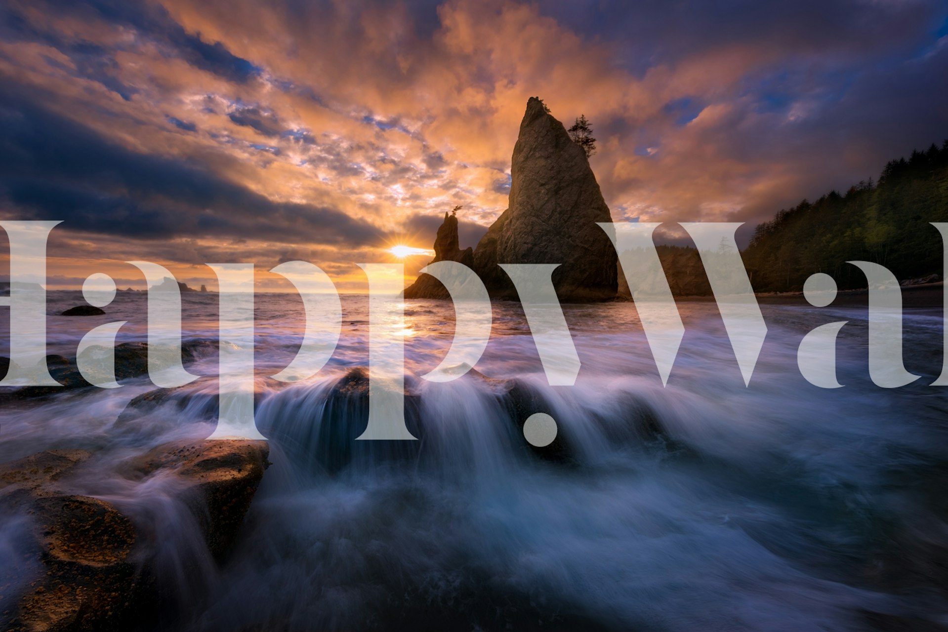 Abstract ocean sunset wallpaper with purple and orange colors