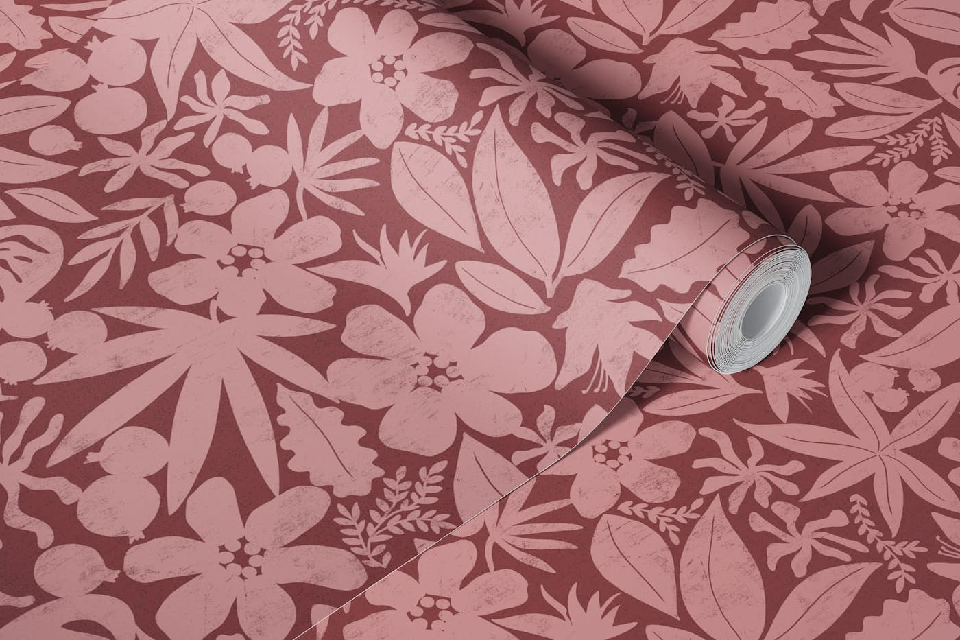 Cozy - dusty rose & rosewood wallpaper roll