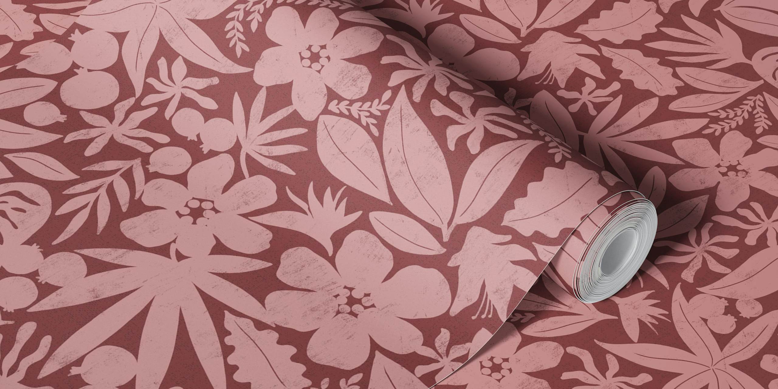 Fototapeta se vzorem zaprášené růže a růžového dřeva s květinovým vzorem