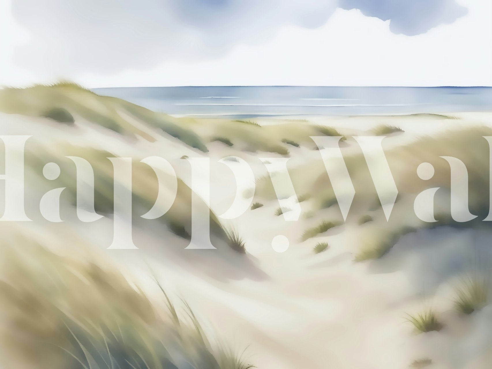 Papel pintado Grass Beach en una habitación