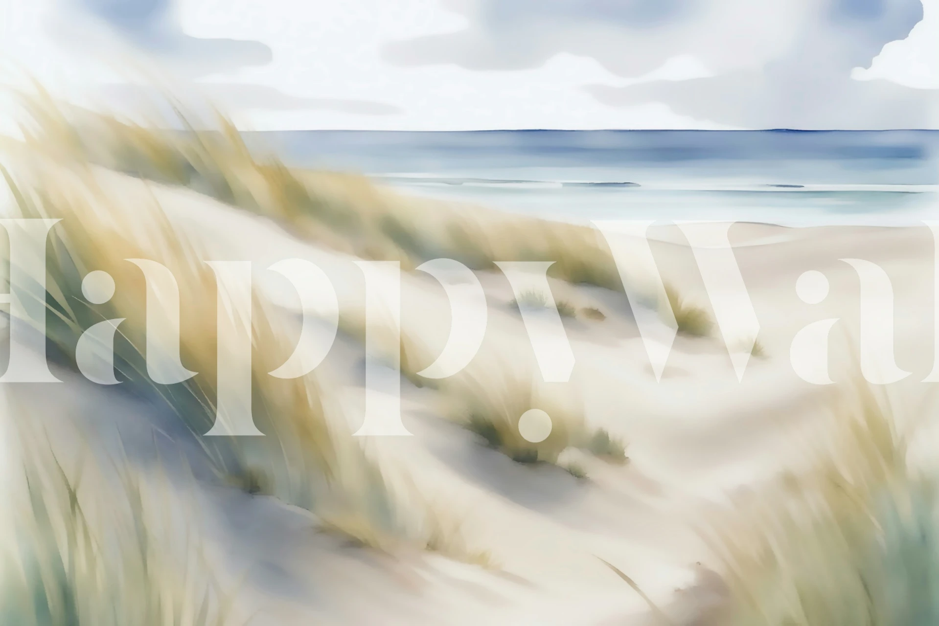 Carta da parati sulla spiaggia costiera con dune di sabbia ed erba della spiaggia