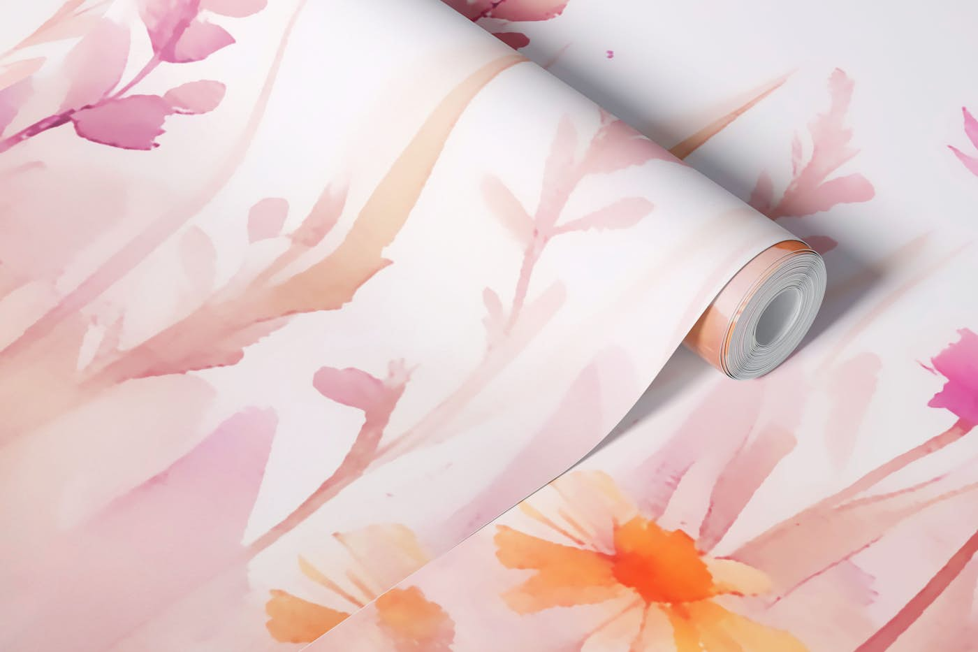 Soft Floral Abstract Watercolor wallpaper roll