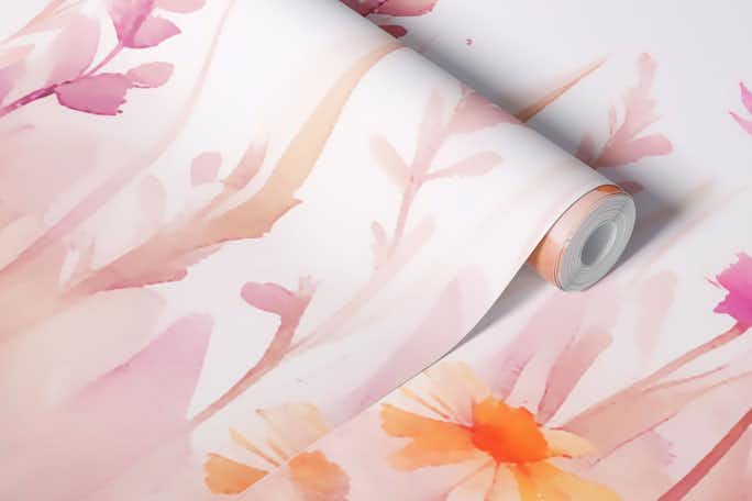 Soft Floral Abstract Watercolorwallpaper roll