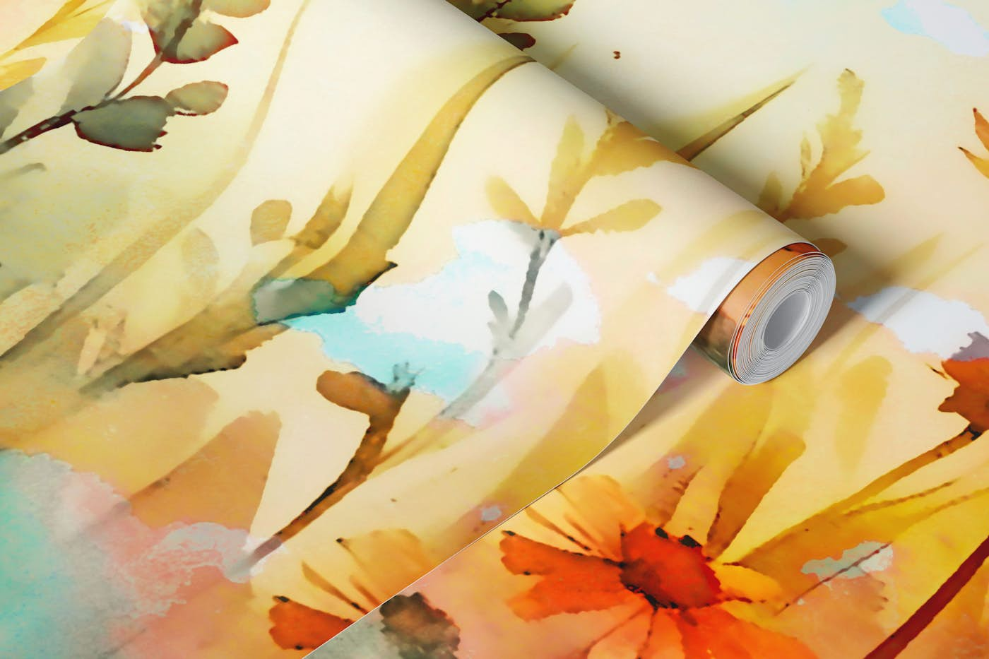 Floral Abstract Watercolour Grunge wallpaper roll