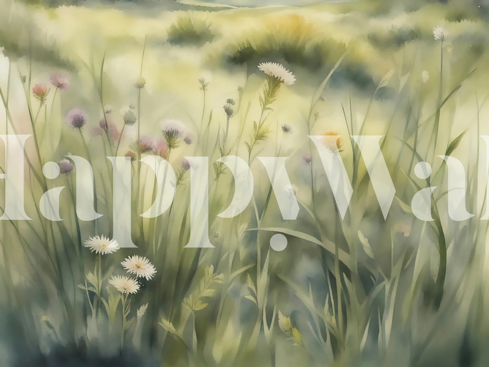 Floral abstract watercolour wallpaper in a room