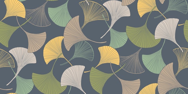 Bold hand drawn Gingko leaves green