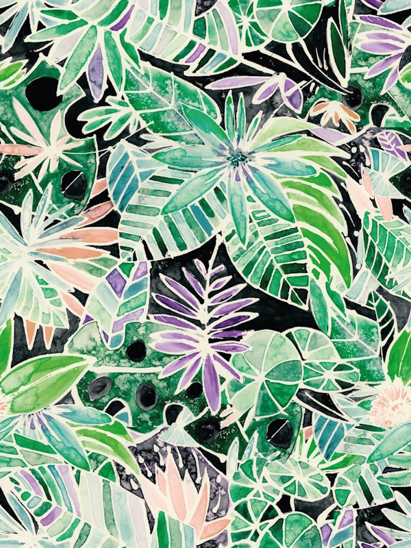 Handpainted watercolour Rainforest