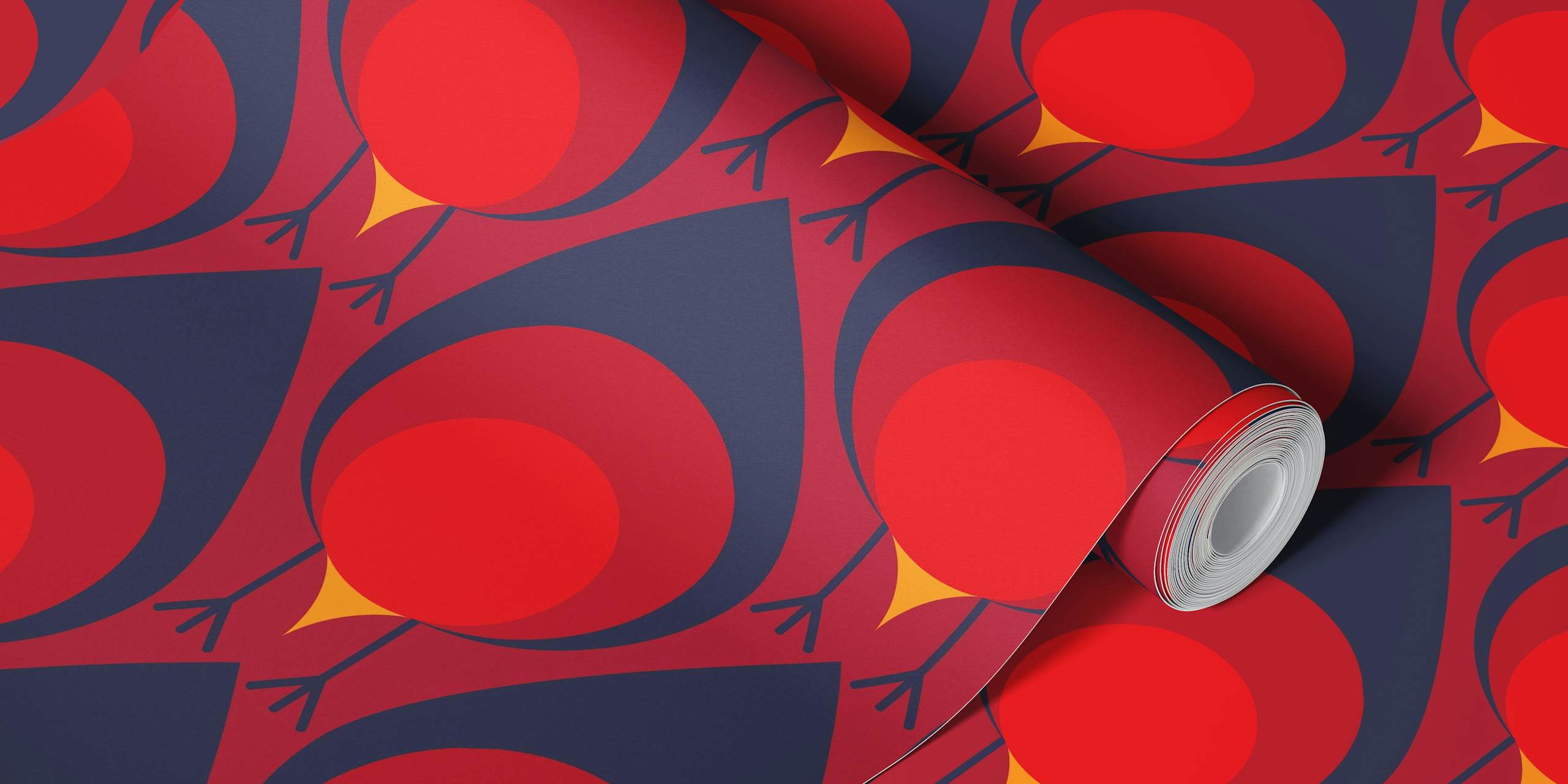 Tapeta Red Birds v místnosti