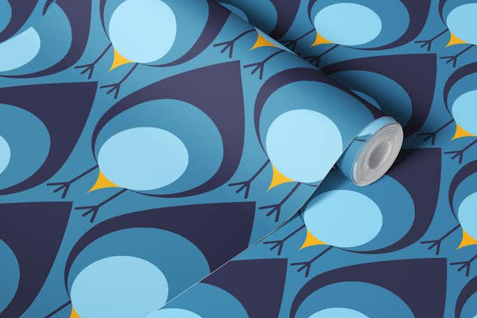 Bleu Birdswallpaper roll