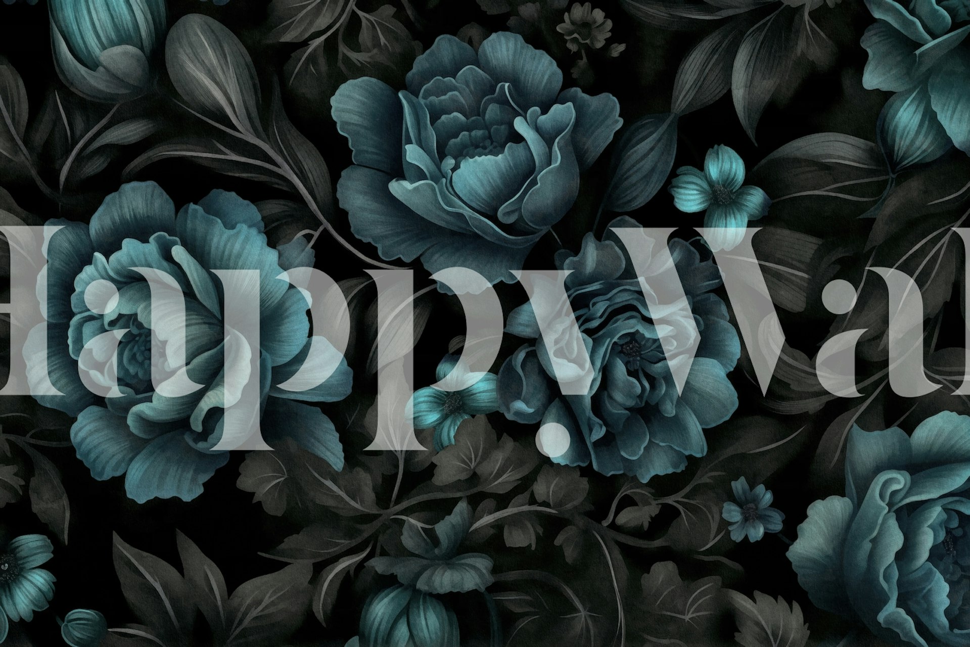 Flores oscuras Velveteen Dark Moody Flowers Teal en una habitación