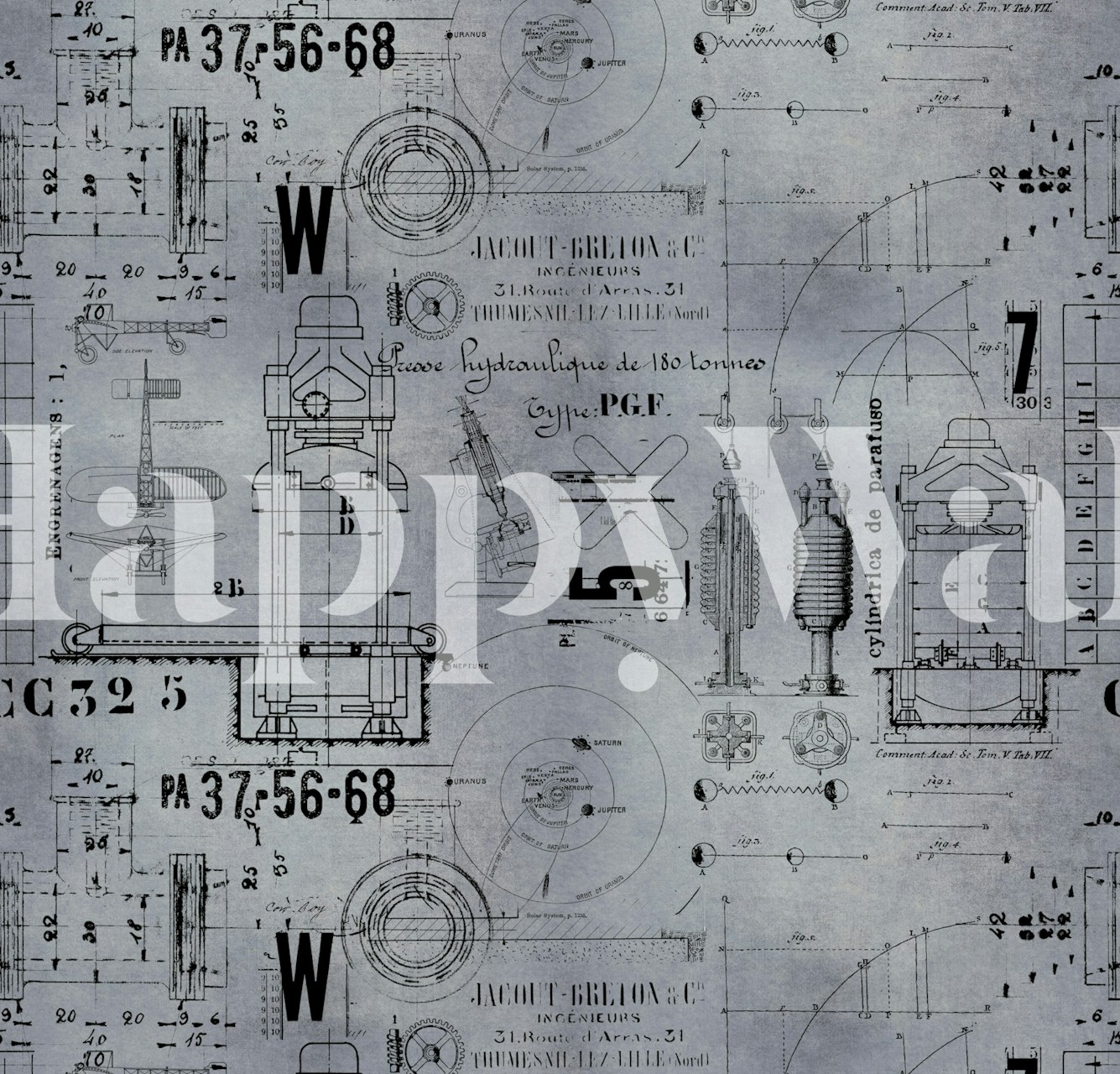 Historic construction and technology wallpaper design