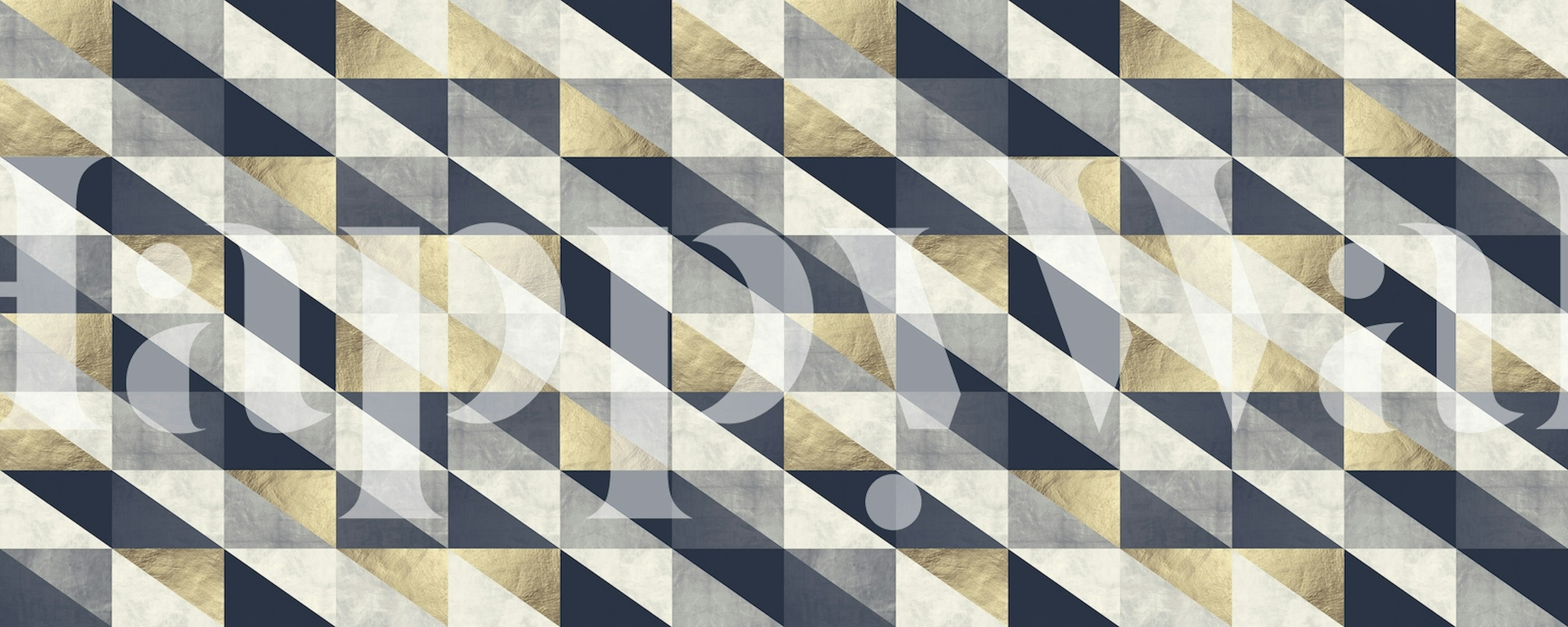 Geometric navy and gold triangular pattern wallpaper