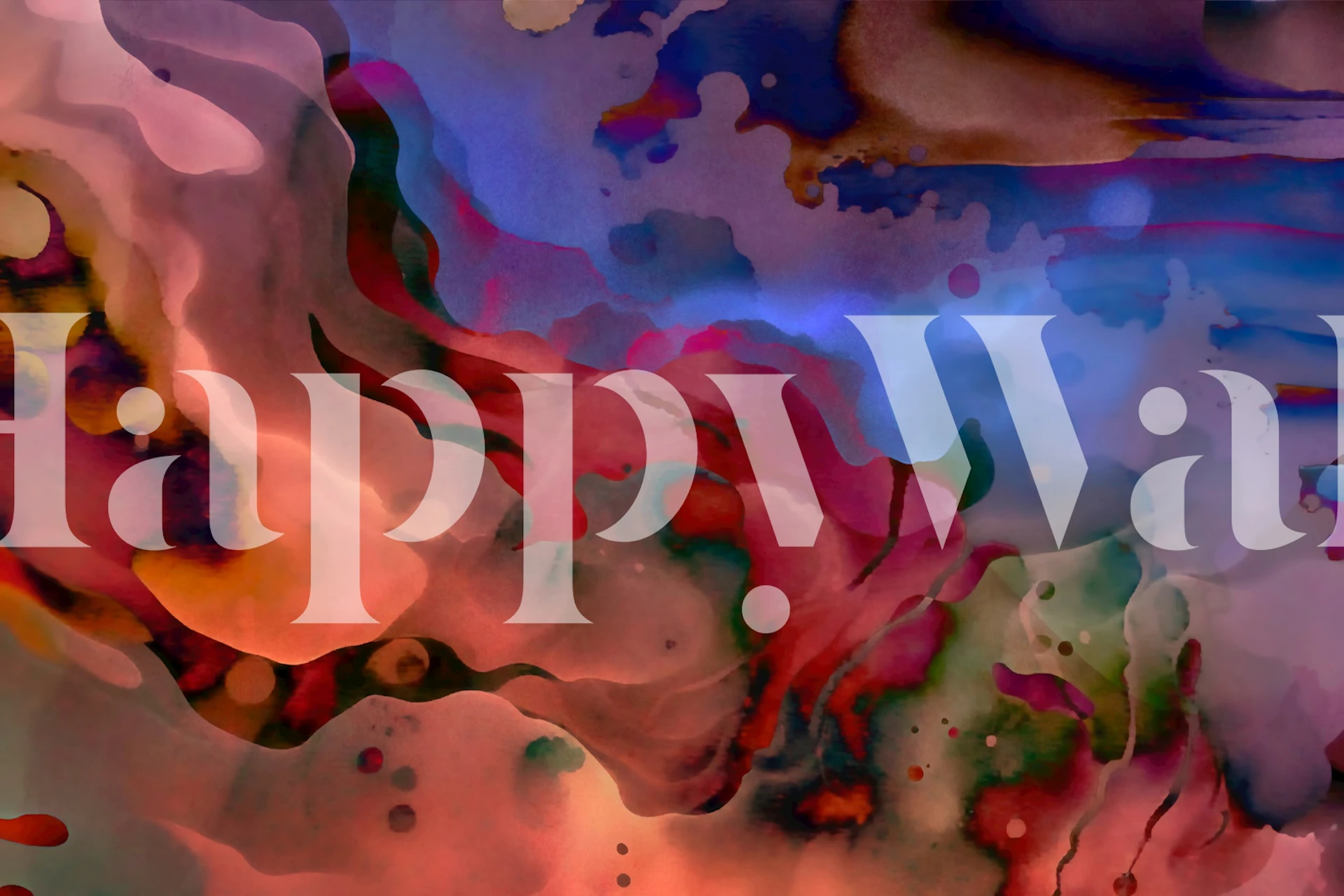 Carta da parati astratta con turbinii di blu, viola e accenni di colori caldi, che rappresentano l'oceano di notte.