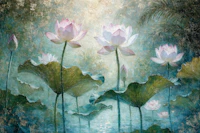 Mysterious Lillies Abstract Watercolor Floral tapete