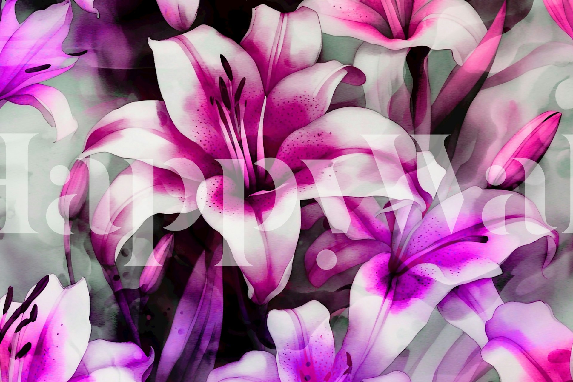 Moody Lillies Abstract Watercolor Floral wallpaper