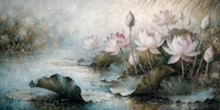 Moody Lillies Abstract Watercolor Floral tapete