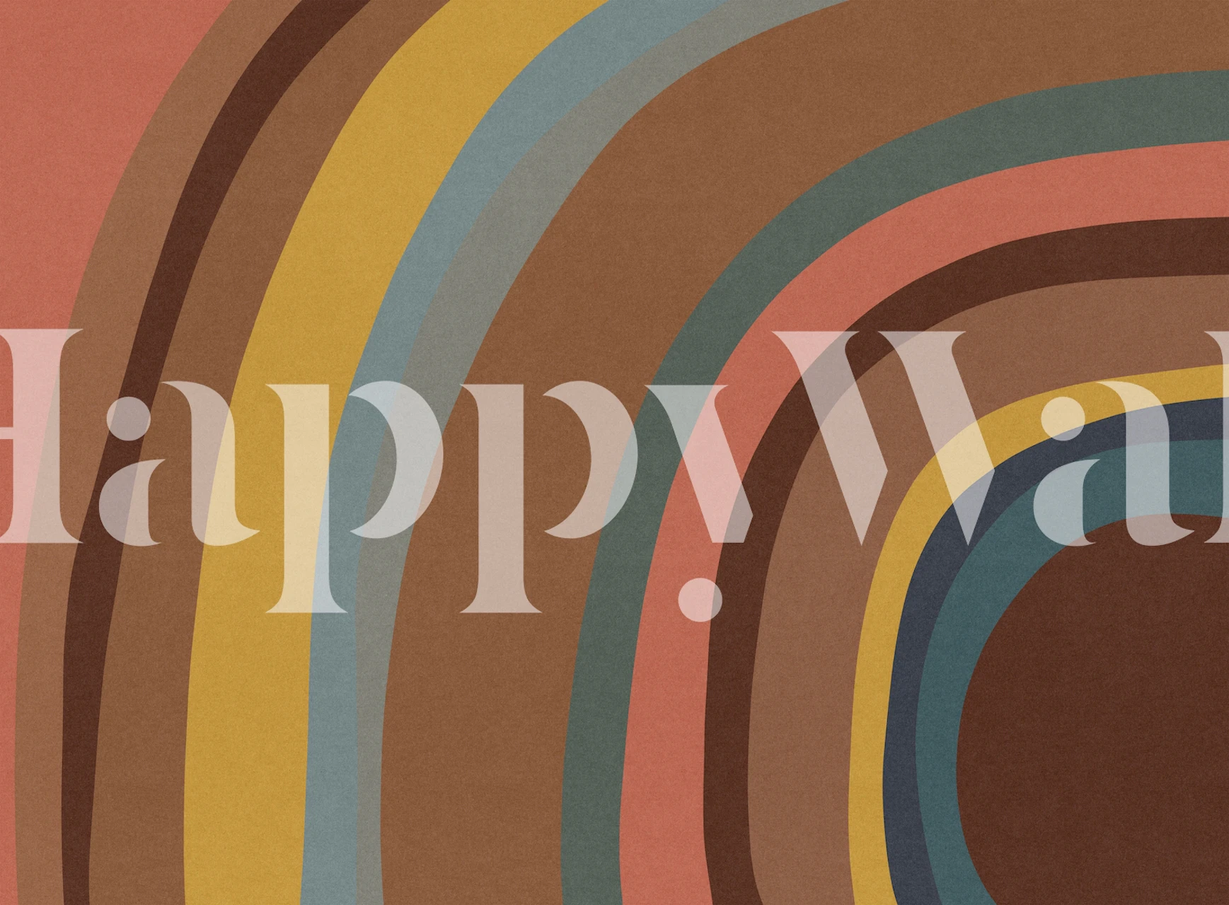 Geometric arch pattern in earthy colors: brown, peach, blue, and yellow wallpaper