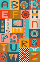 Geometric ABCs Mod Alphabet Postmodern Mural tapete