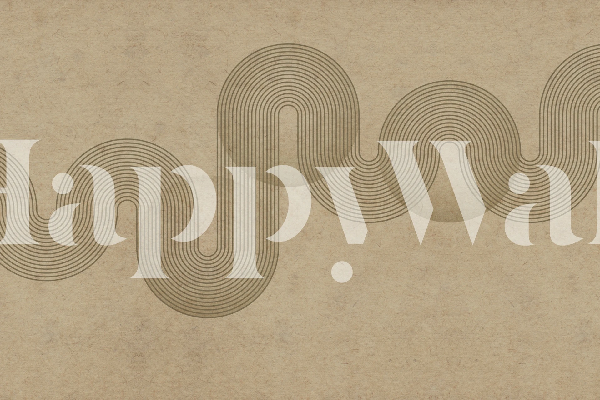 Beige wallpaper with wavy black line pattern, minimalist style