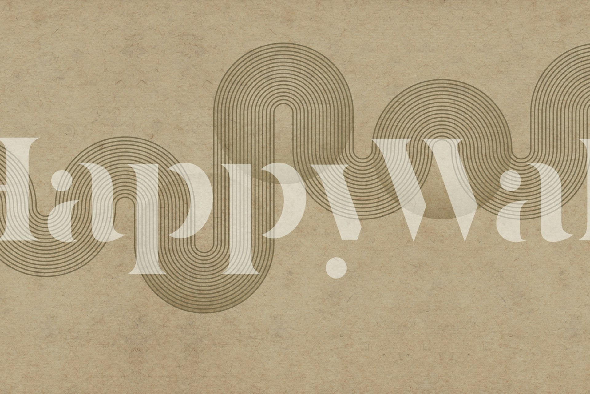 Beige wallpaper with wavy black line pattern, minimalist style