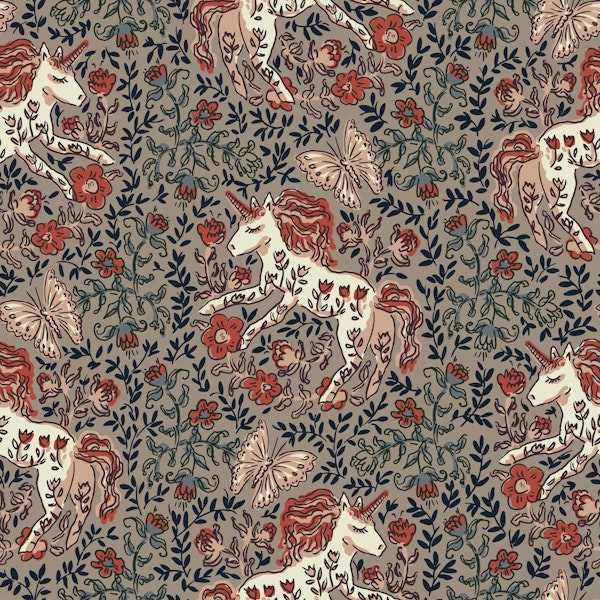 Medieval unicorn vintage earth tone