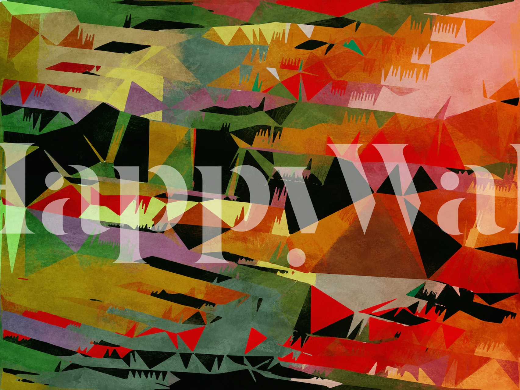 papel de parede Red Forest 1 exibido em um quarto