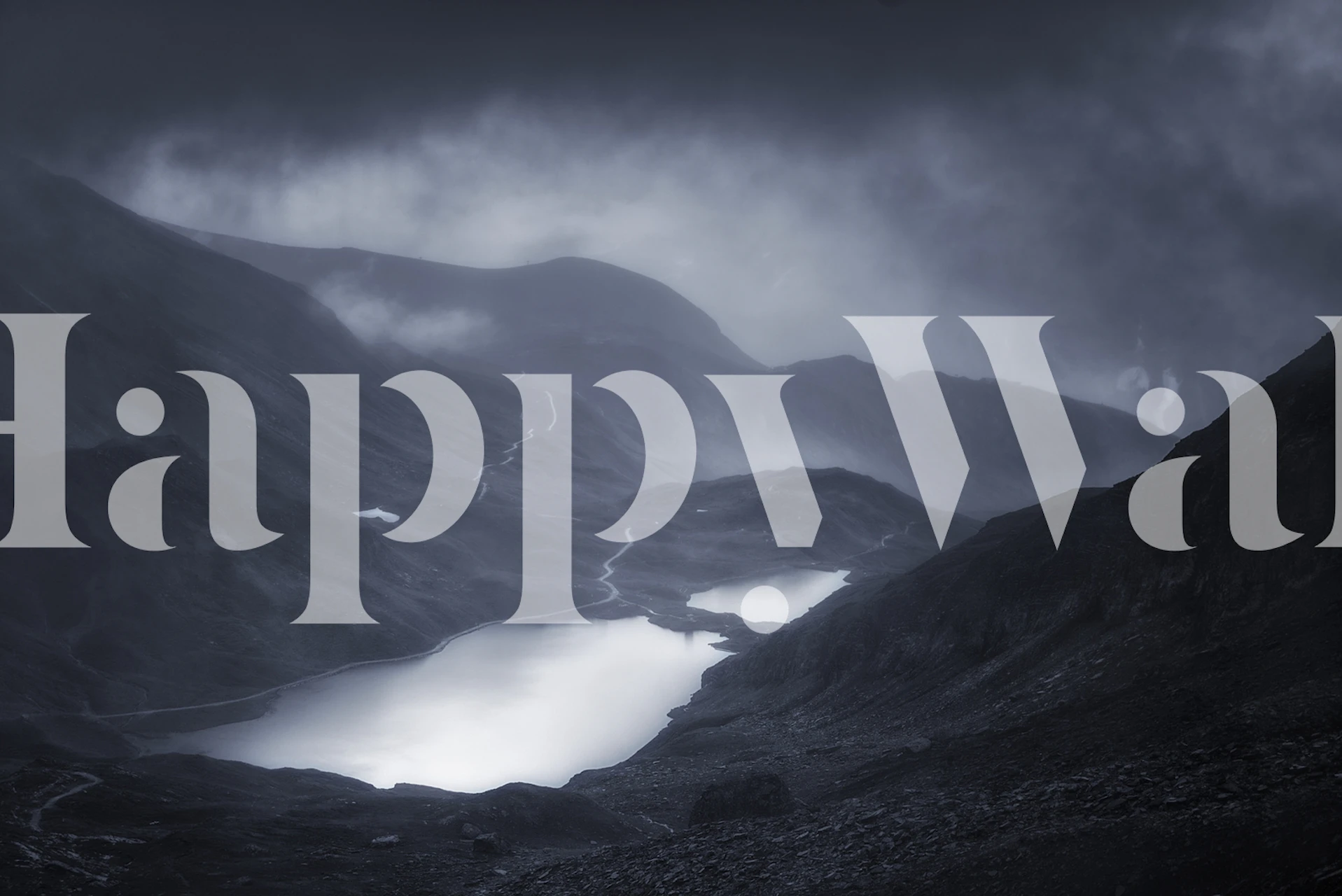 Monochrome wall mural of a winter mountain landscape before snowfall