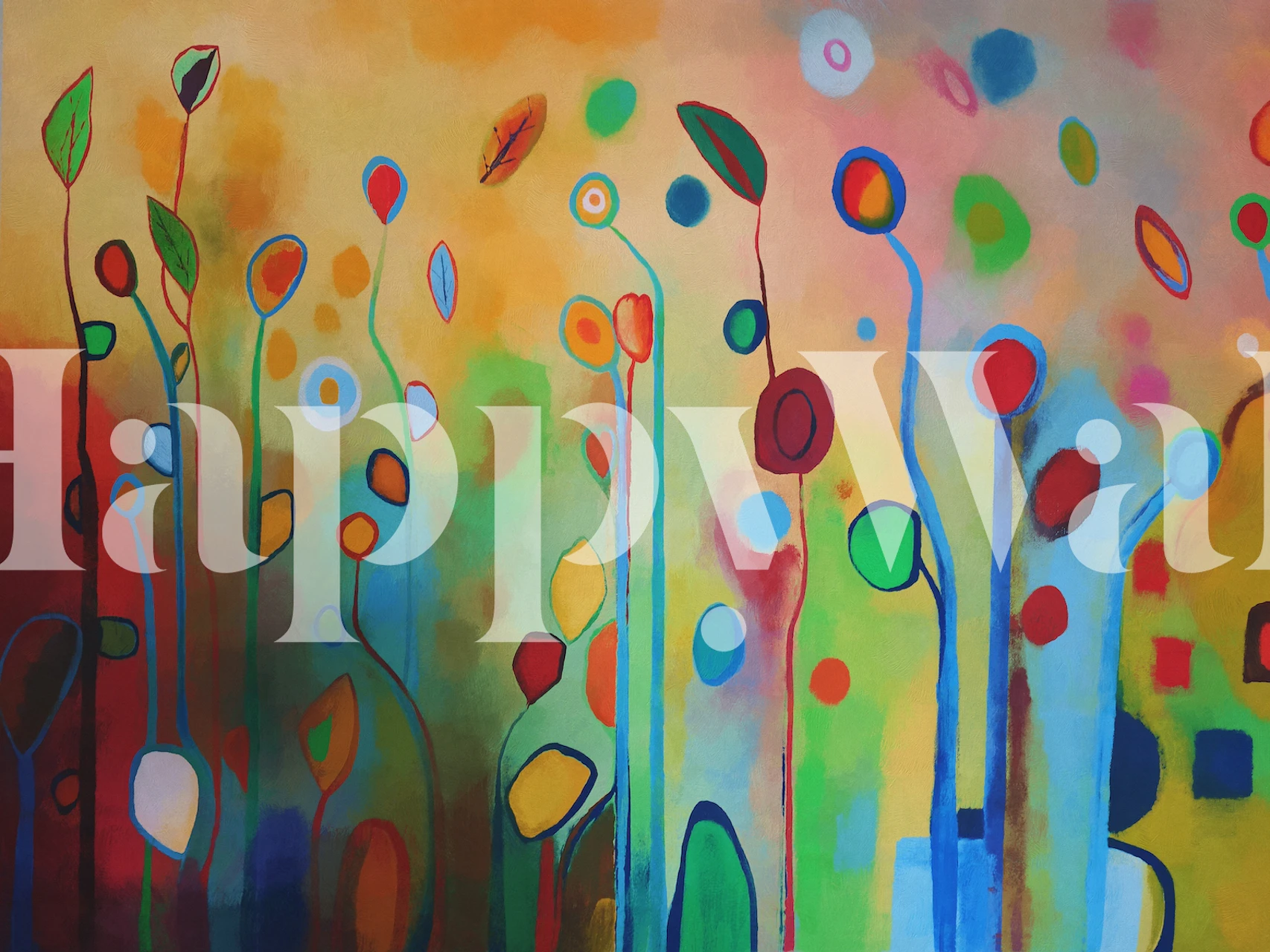 Colorful flowers wallpaper in a room