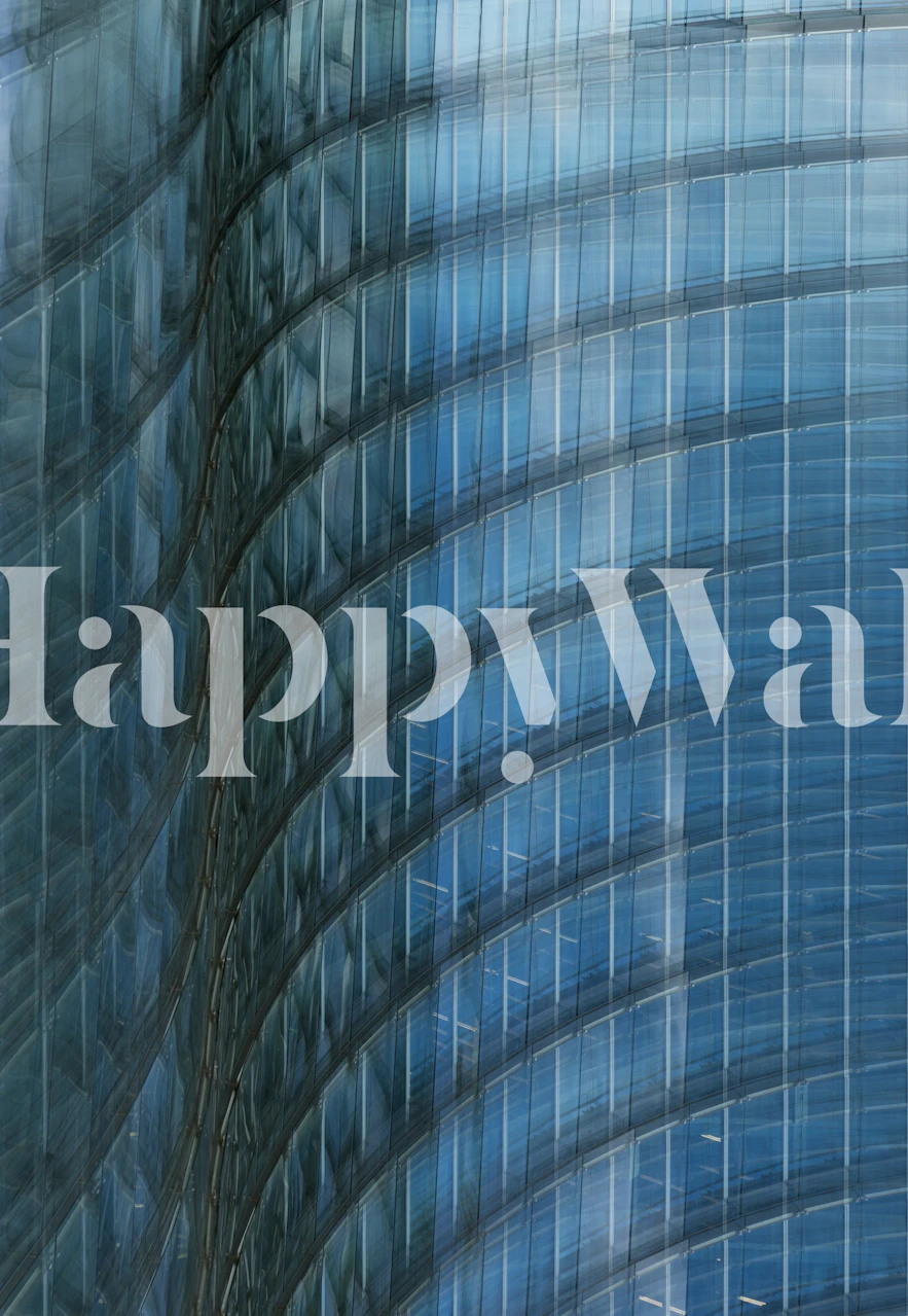 Dynamic blue wave patterns on textured wallpaper