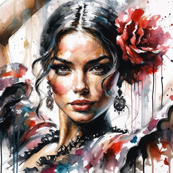 Scarlet Rose Flamenco Portrait