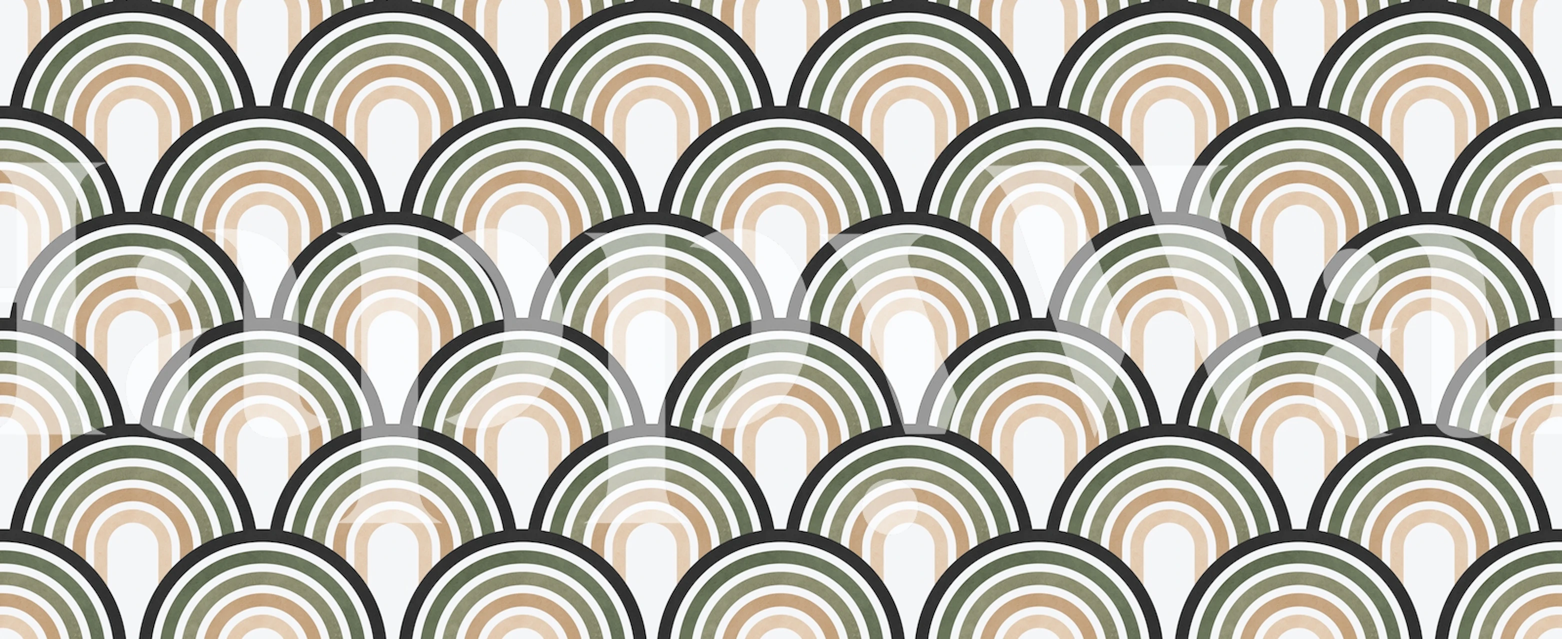 Boho circles wallpaper in a room setting