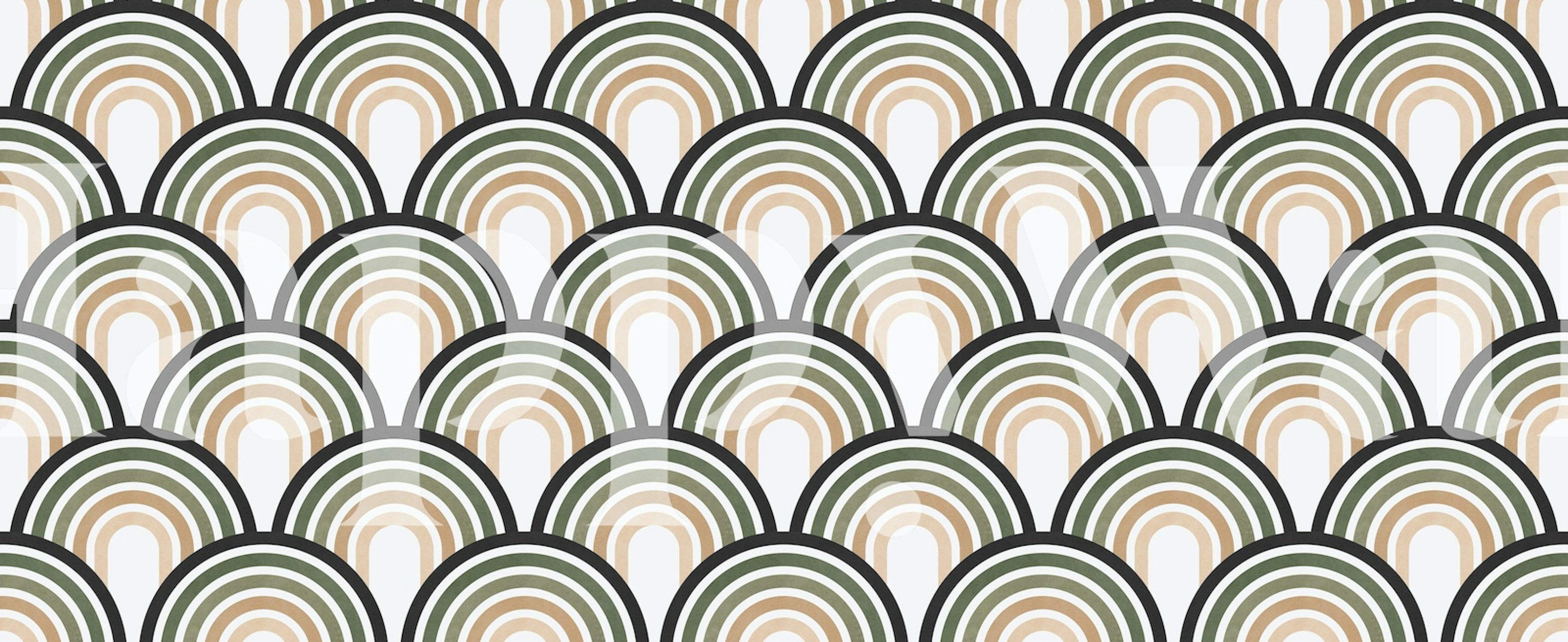 Boho circles wallpaper in a room setting