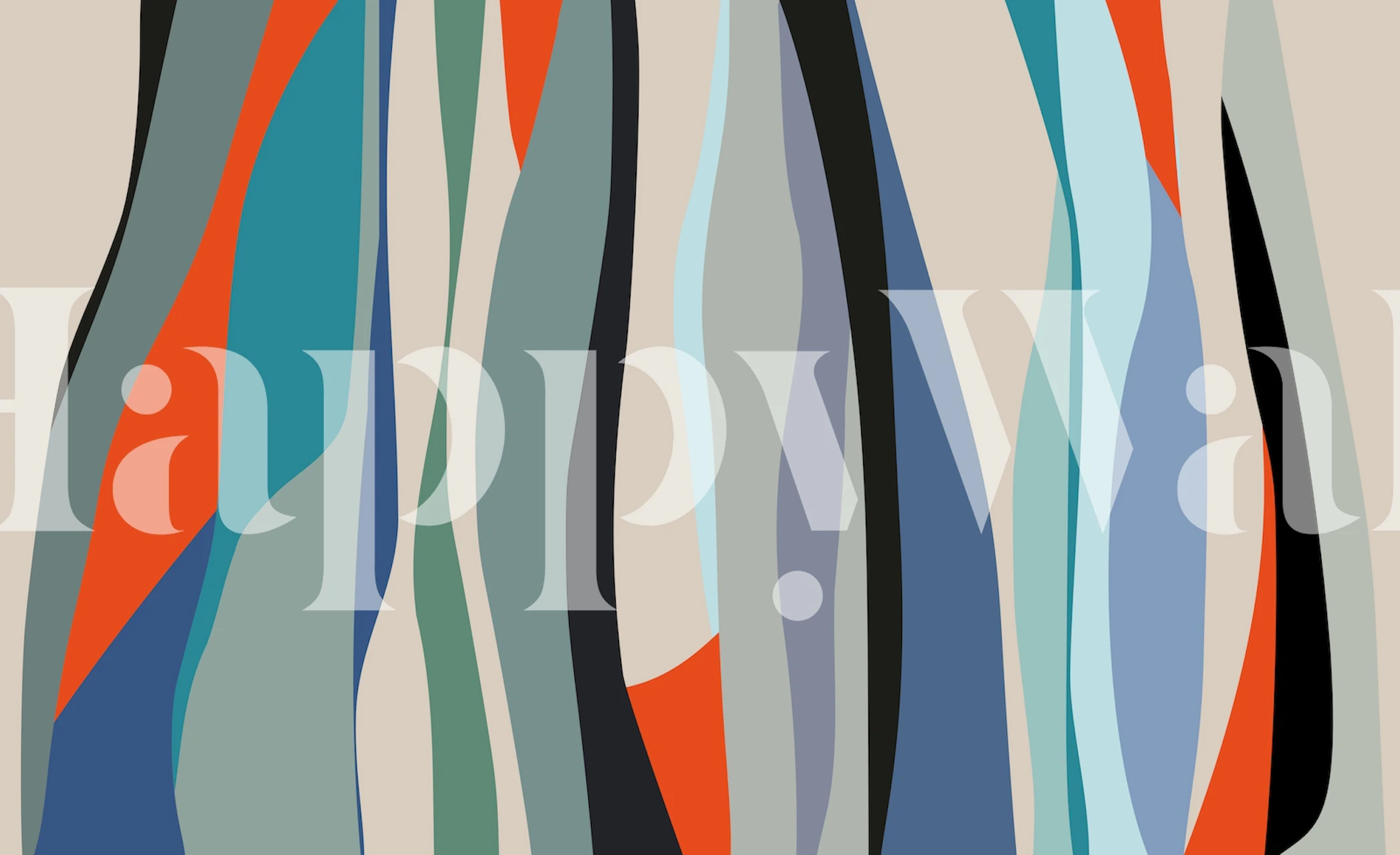 Colorful Sinuous Shapes 9 wallpaper in a room